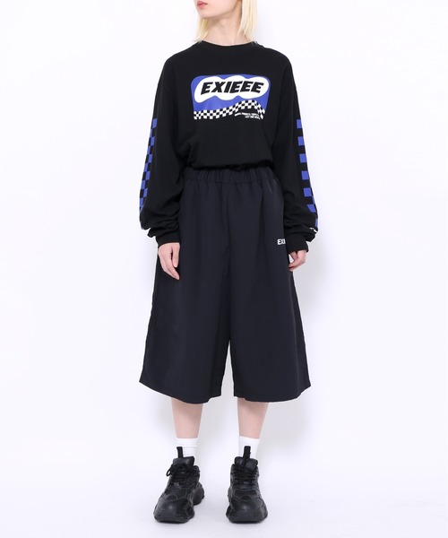 EXIEEE（イグジー）の「チェッカーフラグスリーブロンＴ（Tシャツ/カットソー・レディース・ブラック/ホワイト・MEDIUM/SMALL/LARGE）」の8枚目の写真