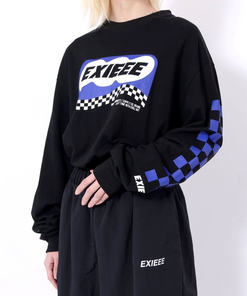EXIEEE（イグジー）の「チェッカーフラグスリーブロンＴ（Tシャツ/カットソー・レディース・ブラック/ホワイト・MEDIUM/SMALL/LARGE）」の18枚目の写真