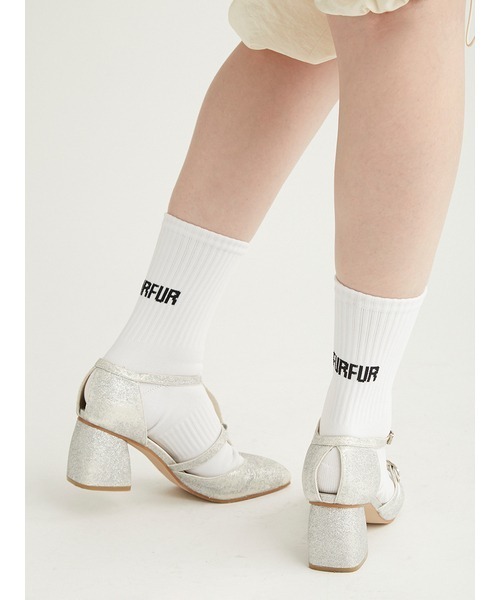 FURFUR（ファーファー）の「ロゴ入りリブソックス（ソックス/靴下・レディース・ブラウン/ホワイト/ブラック・FREE）」の2枚目の写真