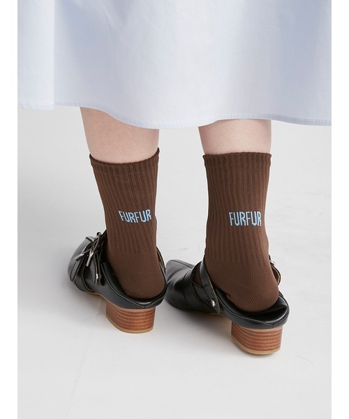 FURFUR（ファーファー）の「ロゴ入りリブソックス（ソックス/靴下・レディース・ブラウン/ホワイト/ブラック・FREE）」の7枚目の写真