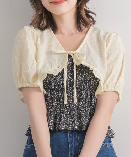 RETRO GIRL(レトロガール)の「ボレロSET花柄ビスチェ(シャツ/ブラウス・レディース・グレー系その他/ブラック系その他/イエロー系その他・FREE)」の2枚目の写真