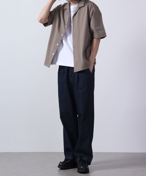 URBAN SQUARE(アーバンスクエア)の「URBAN SQUARE 接触冷感オープンカラーシャツ 半袖(シャツ/ブラウス・メンズ・ベージュ/ネイビー/カーキ/ブラック・M/LL/L)」の16枚目の写真