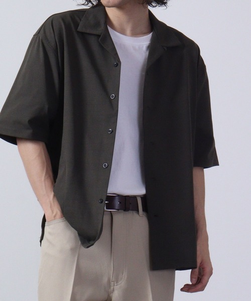 URBAN SQUARE(アーバンスクエア)の「URBAN SQUARE 接触冷感オープンカラーシャツ 半袖(シャツ/ブラウス・メンズ・ベージュ/ネイビー/カーキ/ブラック・M/LL/L)」の20枚目の写真