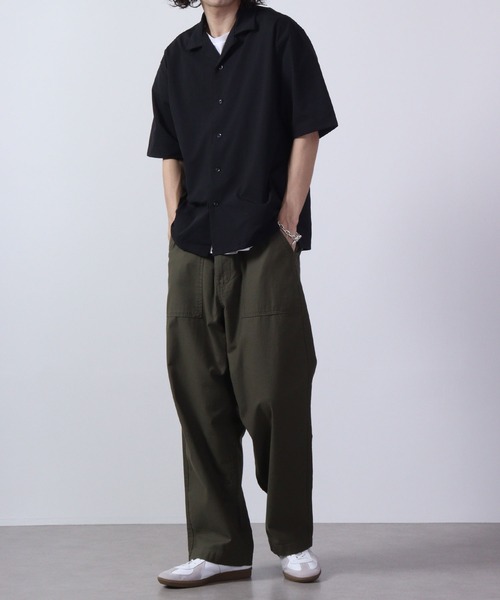 URBAN SQUARE(アーバンスクエア)の「URBAN SQUARE 接触冷感オープンカラーシャツ 半袖(シャツ/ブラウス・メンズ・ベージュ/ネイビー/カーキ/ブラック・M/LL/L)」の9枚目の写真