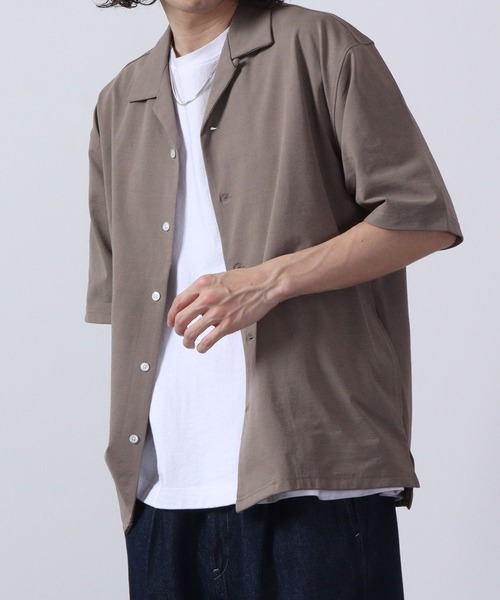 URBAN SQUARE(アーバンスクエア)の「URBAN SQUARE 接触冷感オープンカラーシャツ 半袖(シャツ/ブラウス・メンズ・ベージュ/ネイビー/カーキ/ブラック・M/LL/L)」の14枚目の写真