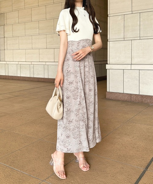 apres jour(アプレジュール)の「リボン付きドッキングワンピース【ZOZOTOWN限定アイテム】(ワンピース・レディース・サックスブルー/グレイッシュベージュ/ベージュ系その他・X-LARGE/フリー)」の7枚目の写真