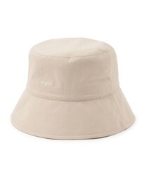 ◆綿麻混ロゴ刺繍バケットハット【UVカット/サイズ調整】