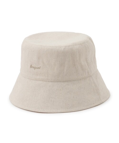 grove（グローブ）の「◆綿麻混ロゴ刺繍バケットハット【UVカット/サイズ調整】（ハット・レディース・アイボリー/ライトベージュ/ブラック・00）」の4枚目の写真