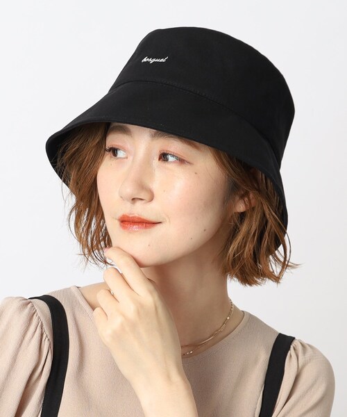 grove（グローブ）の「◆綿麻混ロゴ刺繍バケットハット【UVカット/サイズ調整】（ハット・レディース・アイボリー/ライトベージュ/ブラック・00）」の9枚目の写真