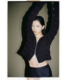 Ray BEAMS | Ray BEAMS / シャーリング ジップ カーディガン(ニット/セーター)