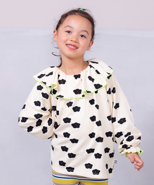 HOGAN RANCH WEAR（ホーガンランチウエア）の「ソウガラパイルビックカラーカットソー（80～150cm）（Tシャツ/カットソー・キッズ・クリーム/オレンジ/ネイビー・100/140/150/130/90/120/80/110）」の2枚目の写真