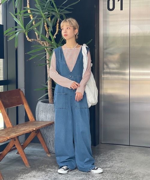 CIAOPANIC（チャオパニック）の「ホルターネックワッフルボーダーロンT（Tシャツ/カットソー・レディース・ブラック/ブラウン/オレンジ・FREE）」の18枚目の写真