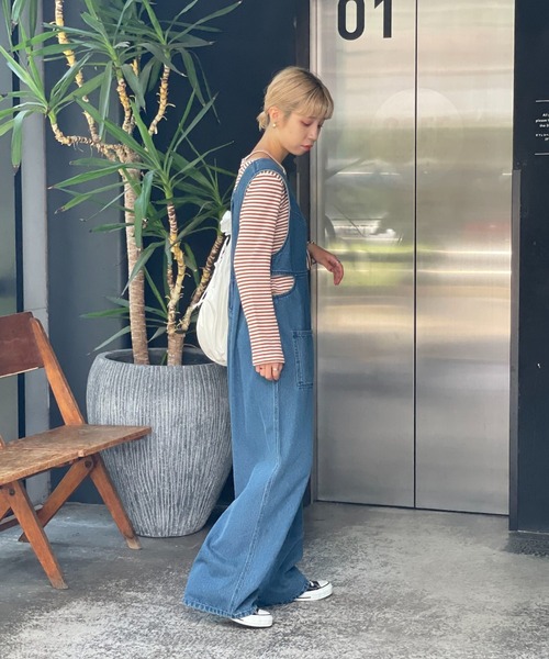 CIAOPANIC（チャオパニック）の「ホルターネックワッフルボーダーロンT（Tシャツ/カットソー・レディース・ブラック/ブラウン/オレンジ・FREE）」の20枚目の写真