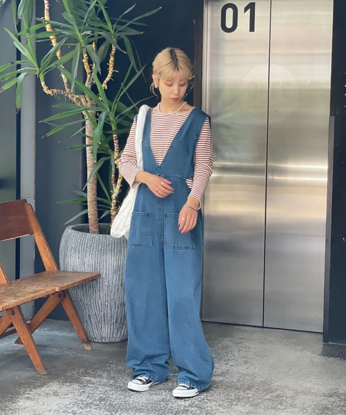 CIAOPANIC（チャオパニック）の「ホルターネックワッフルボーダーロンT（Tシャツ/カットソー・レディース・ブラック/ブラウン/オレンジ・FREE）」の19枚目の写真