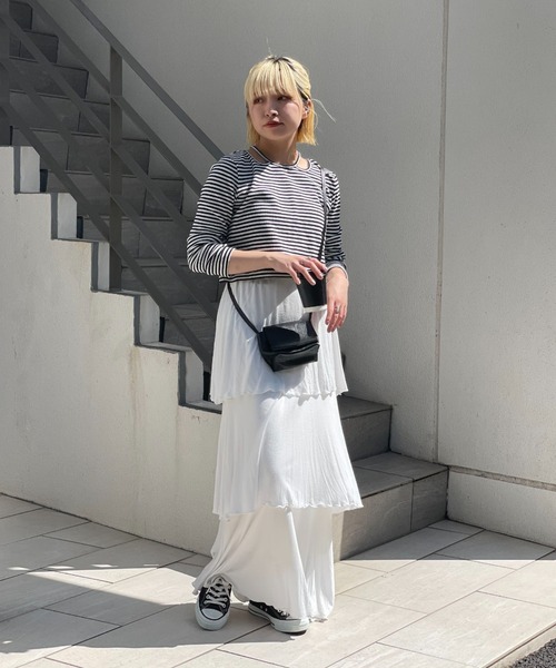 CIAOPANIC（チャオパニック）の「ホルターネックワッフルボーダーロンT（Tシャツ/カットソー・レディース・ブラック/ブラウン/オレンジ・FREE）」の5枚目の写真