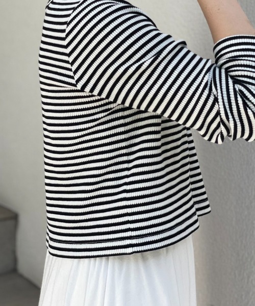 CIAOPANIC（チャオパニック）の「ホルターネックワッフルボーダーロンT（Tシャツ/カットソー・レディース・ブラック/ブラウン/オレンジ・FREE）」の16枚目の写真