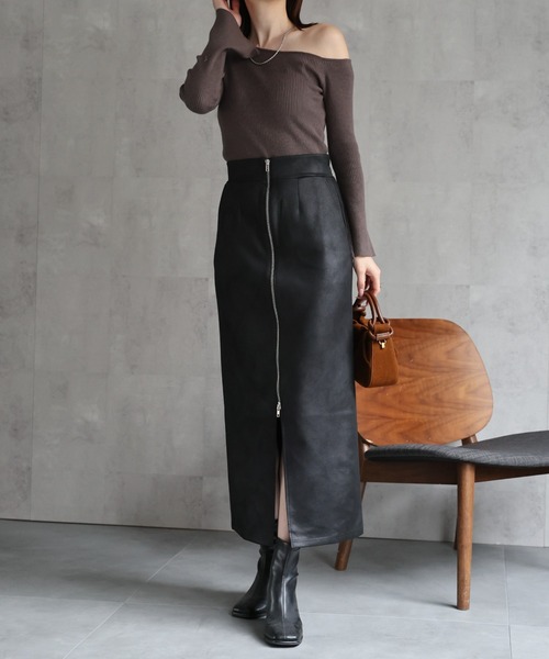 〈ヴィンテージ〉ジルサンダー レザーラップスカート ヴィンテージ〉ジルサンダー レザーラップスカート