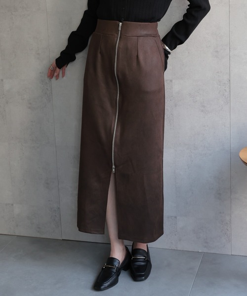 sakishimatokyo（サキシマトーキョー）の「ヴィンテージ風 フェイクレザーフロントジップ Iラインスカート/ナロースカート（スカート・レディース・ブラック/チャコールグレー/オフホワイト/レッド/ブルー系その他/ブラウン/ブラック系その他/カーキ・FREE）」の12枚目の写真