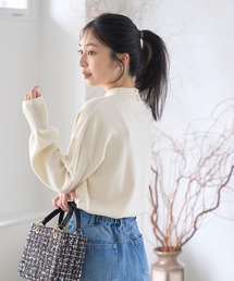 【吸湿発熱・エコベロ】バックパールハイネックニット