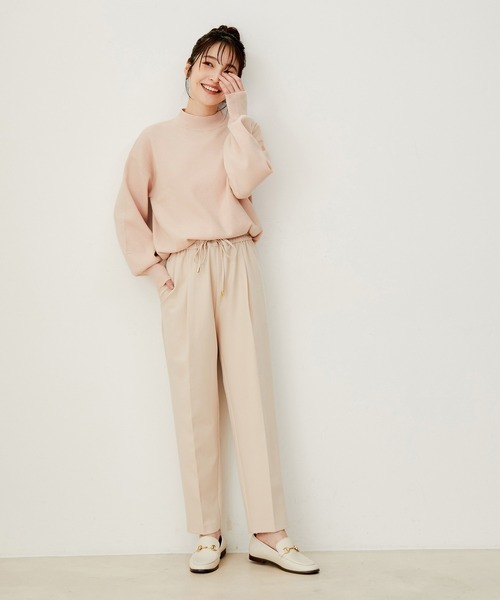 VIS（ビス）の「【吸湿発熱・エコベロ】バックパールハイネックニット（ニット/セーター・レディース・モスグリーン/キナリ/ピンク/ブラック・FREE）」の6枚目の写真