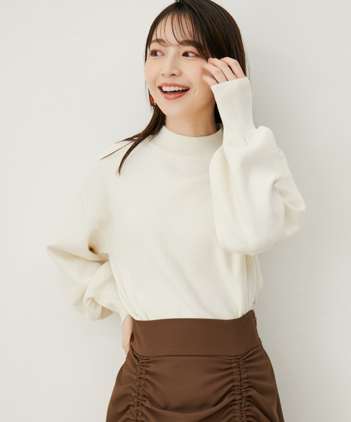 VIS（ビス）の「【吸湿発熱・エコベロ】バックパールハイネックニット（ニット/セーター・レディース・モスグリーン/キナリ/ピンク/ブラック・FREE）」の8枚目の写真