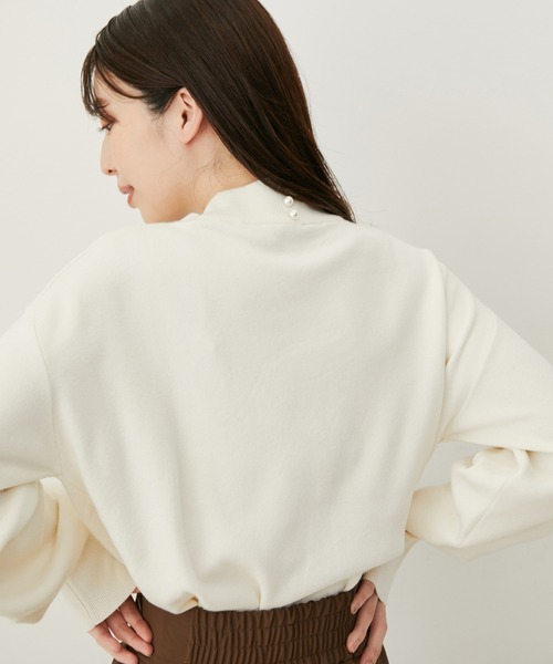 VIS（ビス）の「【吸湿発熱・エコベロ】バックパールハイネックニット（ニット/セーター・レディース・モスグリーン/キナリ/ピンク/ブラック・FREE）」の9枚目の写真