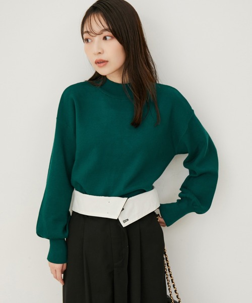 VIS（ビス）の「【吸湿発熱・エコベロ】バックパールハイネックニット（ニット/セーター・レディース・モスグリーン/キナリ/ピンク/ブラック・FREE）」の11枚目の写真