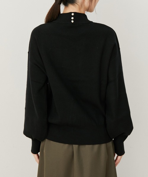 VIS（ビス）の「【吸湿発熱・エコベロ】バックパールハイネックニット（ニット/セーター・レディース・モスグリーン/キナリ/ピンク/ブラック・FREE）」の19枚目の写真