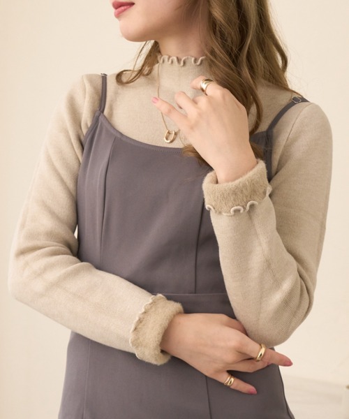 COCOMOMO(ココモモ)の「もちもち 裏起毛 メロー ハイネックニット(ニット/セーター・レディース・イエロー/アイボリー/ベージュ/ブラック/ネイビー/ホワイト/ブラウン/オレンジ系・FREE)」の14枚目の写真