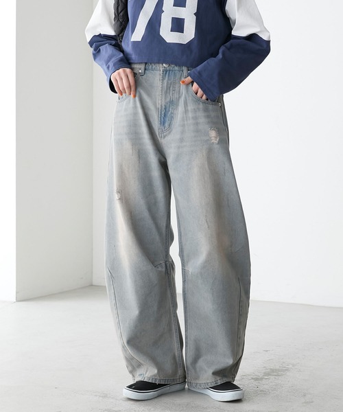 セール】【forksy.】デニムカーブパンツ（デニムパンツ）｜forksy