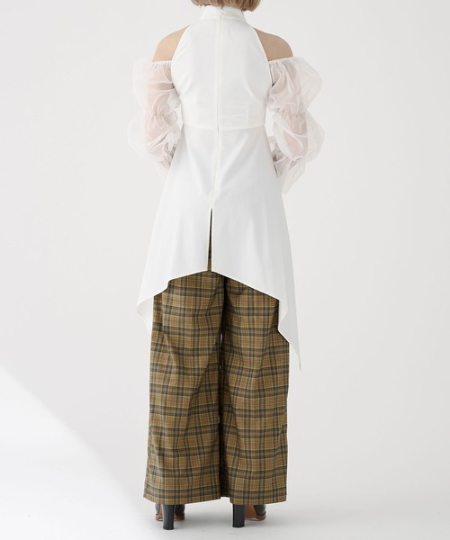 qumerry.（キュメリ）の「チュールスリーブハイネックトップス（シャツ/ブラウス・レディース・ブラック/ホワイト・MEDIUM/SMALL）」の18枚目の写真