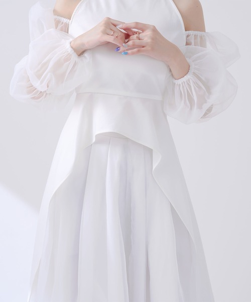 qumerry.（キュメリ）の「チュールスリーブハイネックトップス（シャツ/ブラウス・レディース・ブラック/ホワイト・MEDIUM/SMALL）」の12枚目の写真