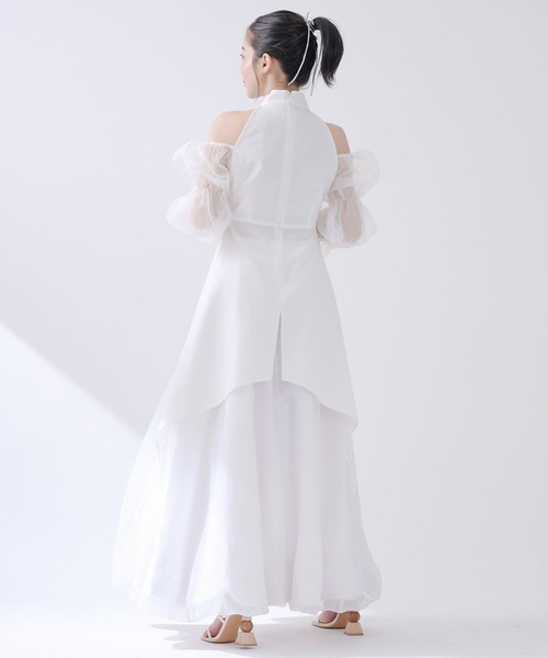 qumerry.（キュメリ）の「チュールスリーブハイネックトップス（シャツ/ブラウス・レディース・ブラック/ホワイト・MEDIUM/SMALL）」の5枚目の写真