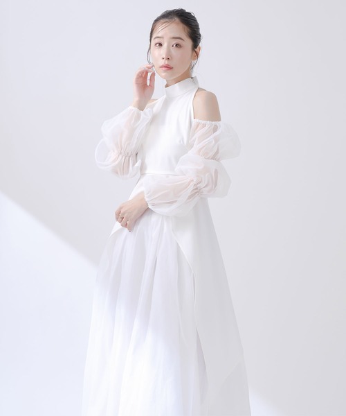 qumerry.（キュメリ）の「チュールスリーブハイネックトップス（シャツ/ブラウス・レディース・ブラック/ホワイト・MEDIUM/SMALL）」の8枚目の写真