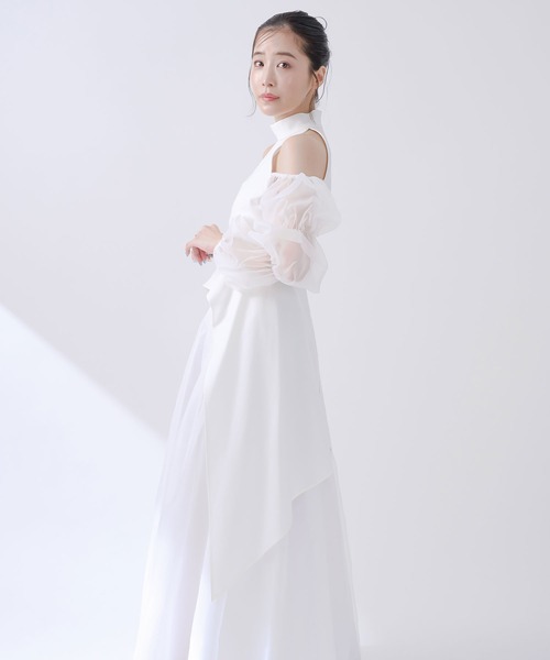 qumerry.（キュメリ）の「チュールスリーブハイネックトップス（シャツ/ブラウス・レディース・ブラック/ホワイト・MEDIUM/SMALL）」の9枚目の写真