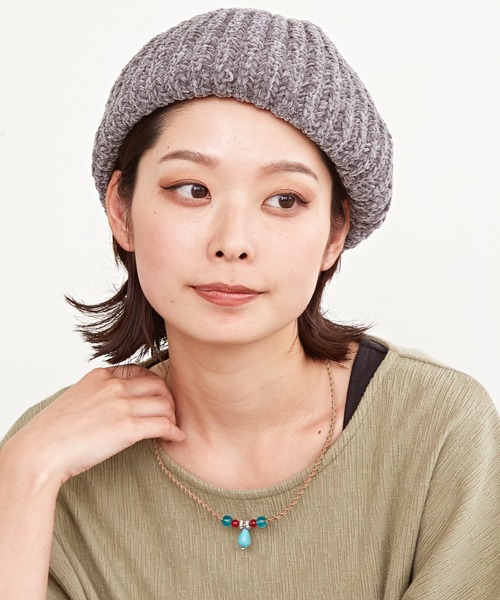 チャイハネ（チャイハネ）の「【チャイハネ】シェニルニットベレー（ハンチング/ベレー帽・レディース・ブラック/グレー/ネイビー/オレンジ/ターコイズブルー/ベージュ/パープル・FREE）」の3枚目の写真