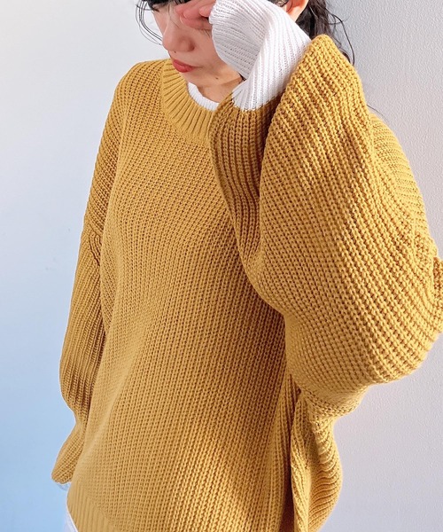 セール】☆重ね着風バイカラーニットプルオーバー（ニット/セーター