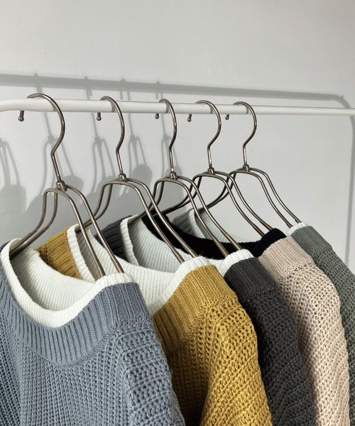 AS KNOW AS plus（アズノゥアズプラス）の「☆重ね着風バイカラーニットプルオーバー（ニット/セーター・レディース・チャコールグレー/イエロー/ブルー/グリーン/グレイッシュベージュ/ライトグリーン/ミント・FREE）」の22枚目の写真