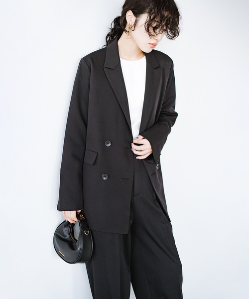 haco!（ハコ）の「洗濯機OK！きっちりと普段づかいの両立可能！　ちょいオーバーサイズジャケット〈日々グッジョ部’s idea〉（テーラードジャケット・レディース・ブラック/ネイビー・X-LARGE/MEDIUM/LARGE/SMALL）」の5枚目の写真