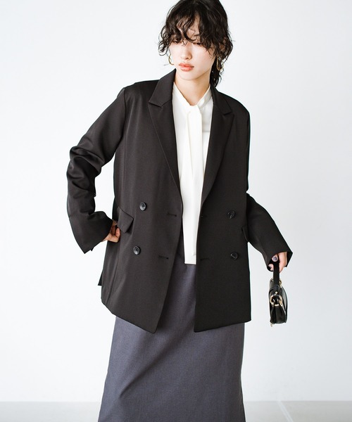 haco!（ハコ）の「洗濯機OK！きっちりと普段づかいの両立可能！　ちょいオーバーサイズジャケット〈日々グッジョ部’s idea〉（テーラードジャケット・レディース・ブラック/ネイビー・X-LARGE/MEDIUM/LARGE/SMALL）」の7枚目の写真