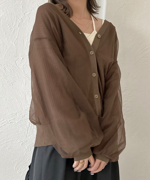 apres jour clair（アプレジュールクレア）の「【apres jour clair】チュールニットカーデ【ZOZOTOWN限定アイテム】（カーディガン/ボレロ・レディース・アイボリー/ライトグレー/ブラウン系その他/ブラック・X-LARGE/フリー）」の19枚目の写真