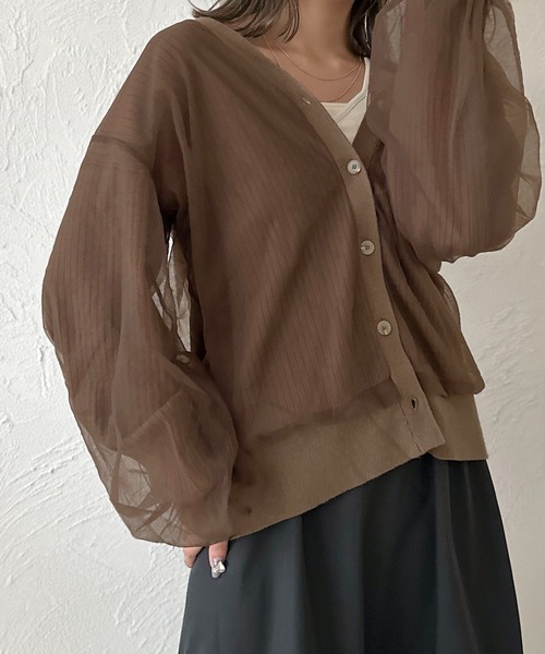 apres jour clair（アプレジュールクレア）の「【apres jour clair】チュールニットカーデ【ZOZOTOWN限定アイテム】（カーディガン/ボレロ・レディース・アイボリー/ライトグレー/ブラウン系その他/ブラック・X-LARGE/フリー）」の20枚目の写真