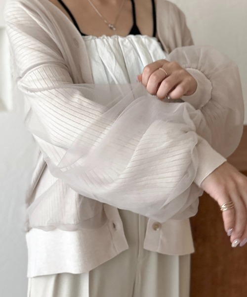 apres jour clair（アプレジュールクレア）の「【apres jour clair】チュールニットカーデ【ZOZOTOWN限定アイテム】（カーディガン/ボレロ・レディース・アイボリー/ライトグレー/ブラウン系その他/ブラック・X-LARGE/フリー）」の17枚目の写真