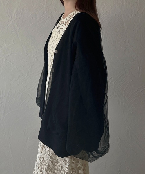 apres jour clair（アプレジュールクレア）の「【apres jour clair】チュールニットカーデ【ZOZOTOWN限定アイテム】（カーディガン/ボレロ・レディース・アイボリー/ライトグレー/ブラウン系その他/ブラック・X-LARGE/フリー）」の10枚目の写真