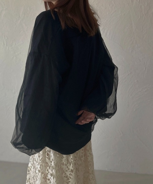 apres jour clair（アプレジュールクレア）の「【apres jour clair】チュールニットカーデ【ZOZOTOWN限定アイテム】（カーディガン/ボレロ・レディース・アイボリー/ライトグレー/ブラウン系その他/ブラック・X-LARGE/フリー）」の11枚目の写真