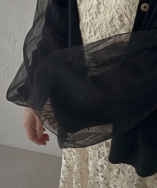 apres jour clair（アプレジュールクレア）の「【apres jour clair】チュールニットカーデ【ZOZOTOWN限定アイテム】（カーディガン/ボレロ・レディース・アイボリー/ライトグレー/ブラウン系その他/ブラック・X-LARGE/フリー）」の12枚目の写真