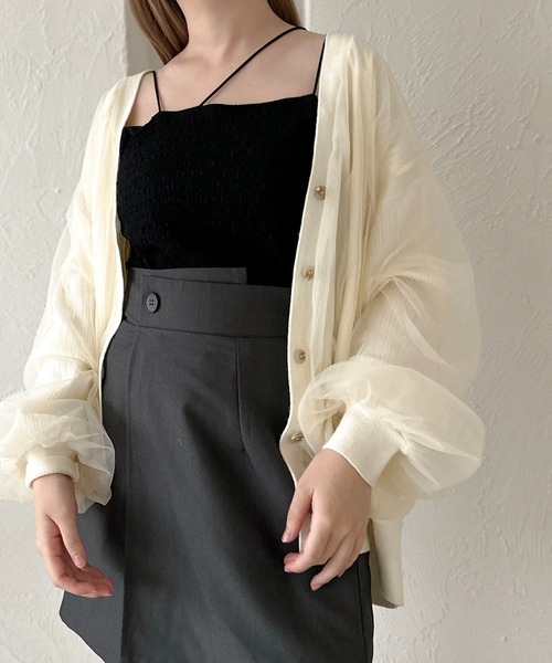 apres jour clair（アプレジュールクレア）の「【apres jour clair】チュールニットカーデ【ZOZOTOWN限定アイテム】（カーディガン/ボレロ・レディース・アイボリー/ライトグレー/ブラウン系その他/ブラック・X-LARGE/フリー）」の22枚目の写真