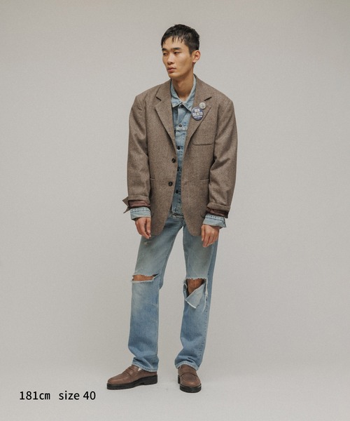 M TO R（ムウトアール）の「［JACKET］SUSTAINABLE 3BUTTON TWEED IVY JACKET（テーラードジャケット・レディース・ベージュ/チャコールグレー・40/38）」の4枚目の写真