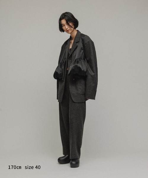 M TO R（ムウトアール）の「［JACKET］SUSTAINABLE 3BUTTON TWEED IVY JACKET（テーラードジャケット・レディース・ベージュ/チャコールグレー・40/38）」の5枚目の写真