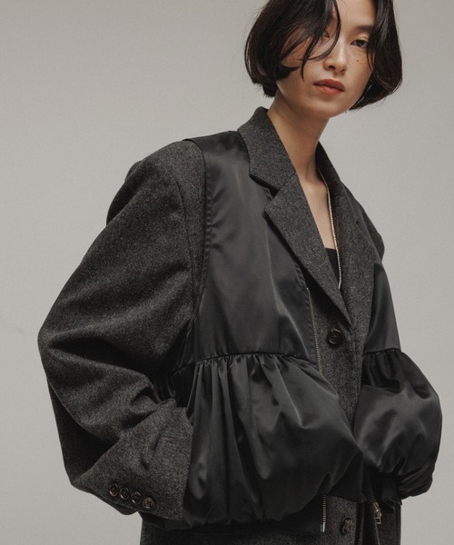 M TO R（ムウトアール）の「［JACKET］SUSTAINABLE 3BUTTON TWEED IVY JACKET（テーラードジャケット・レディース・ベージュ/チャコールグレー・40/38）」の7枚目の写真